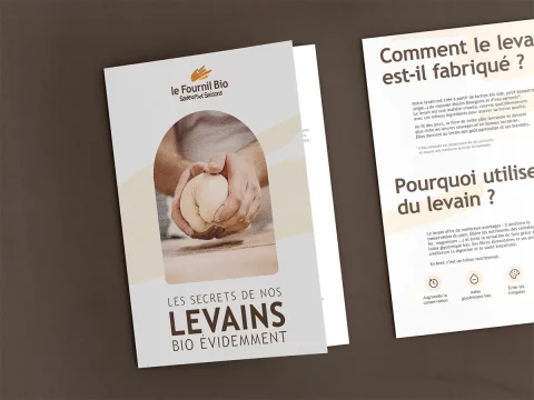 Dépliant éco-conçu réalisé pour le Fournil Bio à Villeneuve d'Ascq
