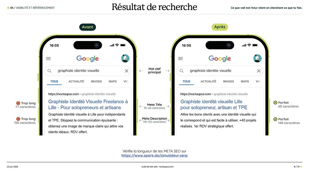 Rapport audit site web recommandations annotees